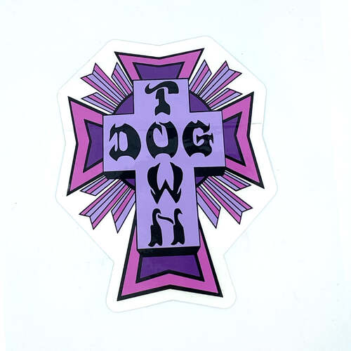 Dogtown Sticker 4" 80s Cross Logo Purple