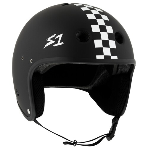 S-One Helmet Retro Lifer E-Helmet Black Matte/ White Checkers