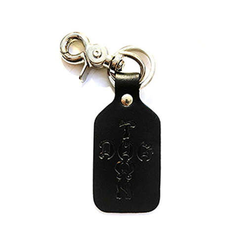 Dogtown Keychain Cross Letter Black Leather 
