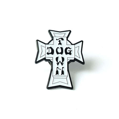 Dogtown Pin Vintage Cross Logo White