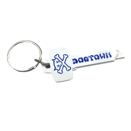 Dogtown Knife Retractable Key Knife Keychain White/Blue