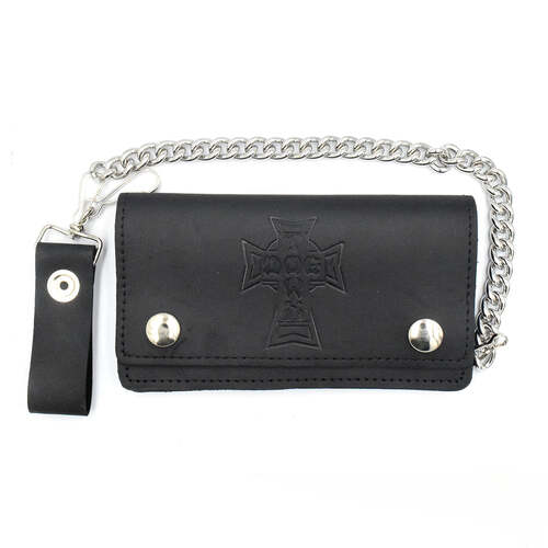 Dogtown Leather Chain Wallet Vintage Cross Logo Black