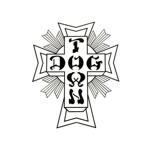 Dogtown Sticker 4" 70s Cross Logo White/Black/White