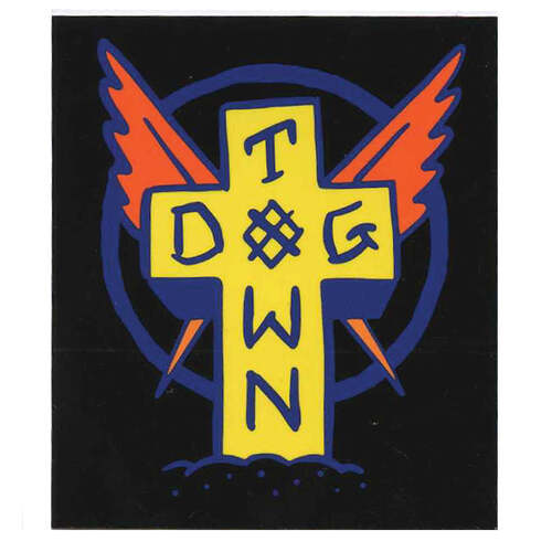 Dogtown Sticker Cross Logo Scratch Black