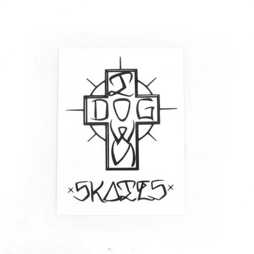 Dogtown Sticker 4" Ese Cross White/Black