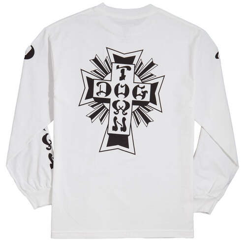 Dogtown LS Tee (S) Cross Logo White/Black