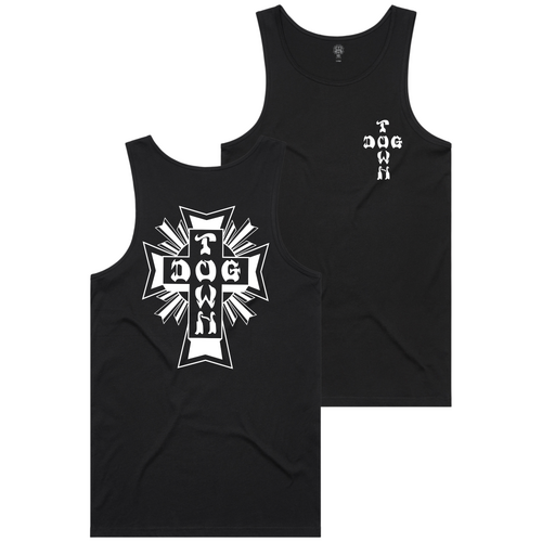 Dogtown Tank/Singlet White Mono Logo Black