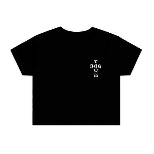 Dogtown Women's Crop Tee Mono Cross Logo Black