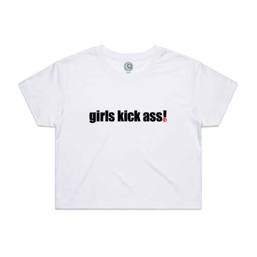 Foundation Women's Crop Tee Girls Kick Ass White