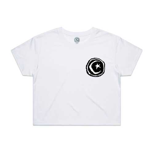 Foundation Women's Crop Tee Star & Moon White