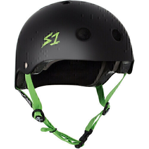 S-One Helmet Lifer (L) Black Matte/Green Straps 
