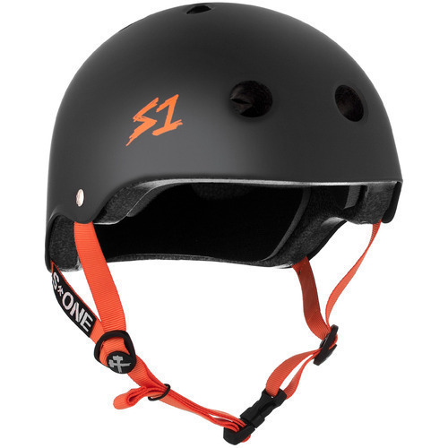 S-One Helmet Lifer (M) Black Matte/Orange Straps