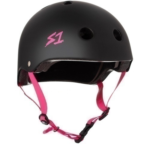 S-One Helmet Lifer (L) Black Matte/Pink Straps