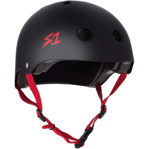 S-One Helmet Lifer (M) Black Matte/Red Straps 
