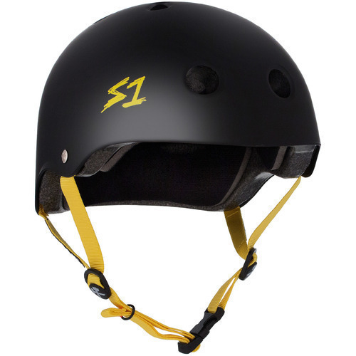 S-One Helmet Lifer (M) Black Matte/Yellow Straps 