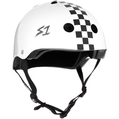S-One Helmet Lifer (M) White Gloss/Black Checkers