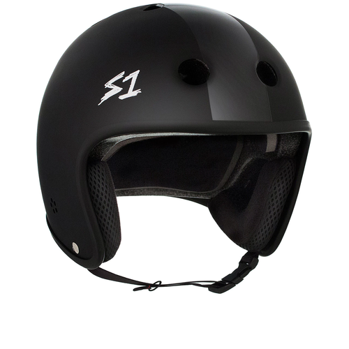 S-One Helmet Retro Lifer (M) Black Matte with Black Stripes 