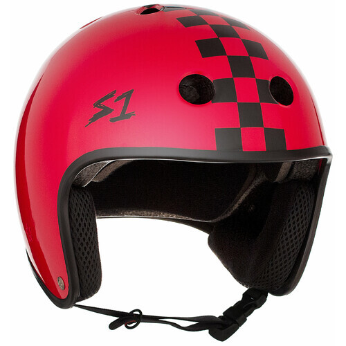 S-One Helmet Retro Lifer Red Gloss/Black Checkers