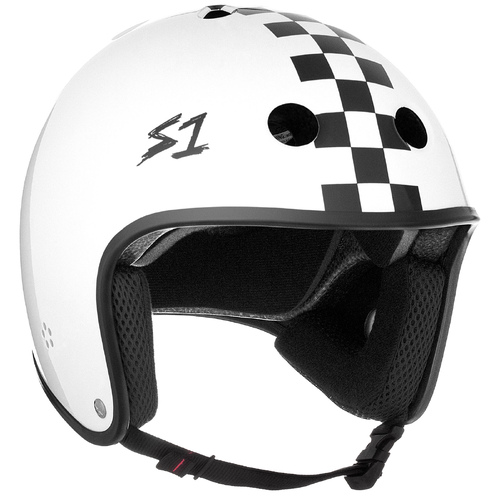 S-One Helmet Retro Lifer White Gloss/Black Checkers