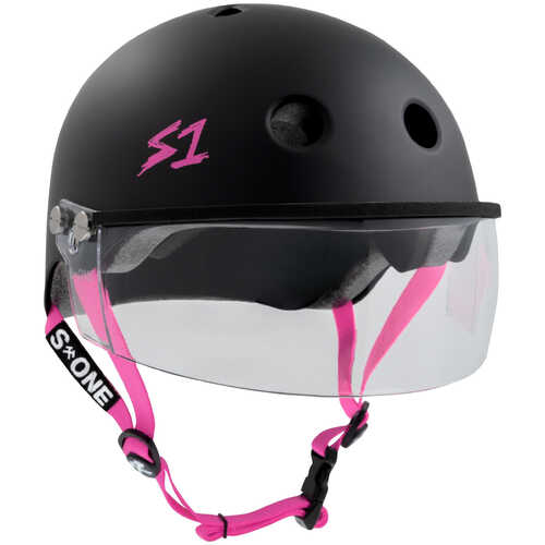 S-One Helmet Lifer Visor Black Matte/Pink Straps