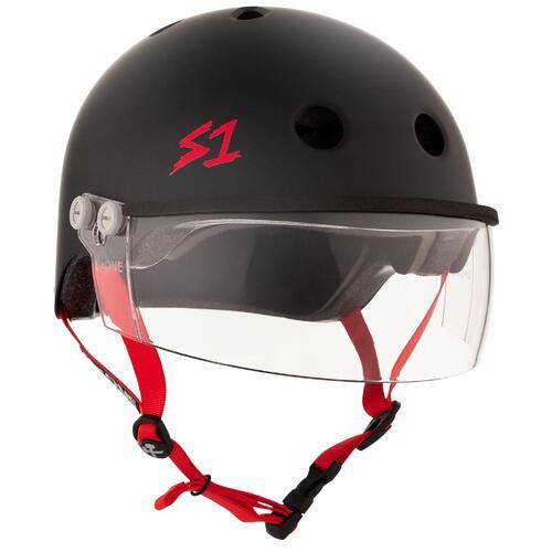 S-One Helmet Lifer Visor (XS) Black Matte/Red Straps