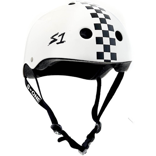 S-One Helmet Mega Lifer (M) White Gloss/Black Checkers