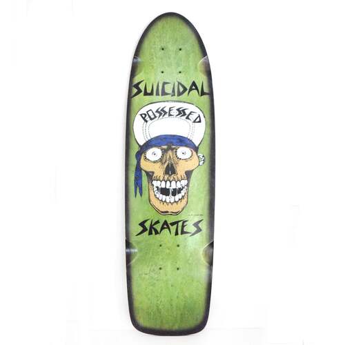 Suicial Skates Deck 8.375 Punk Skull 70's Classic Green/Black Fade