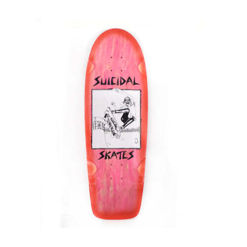 Suicidal Skates Deck 10.0 Pool Skater 70's Rider Red Fade/Assorted Stains