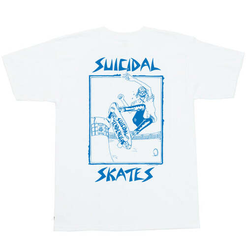 Suicidal Skates Tee (S) Pool Skate White/Blue