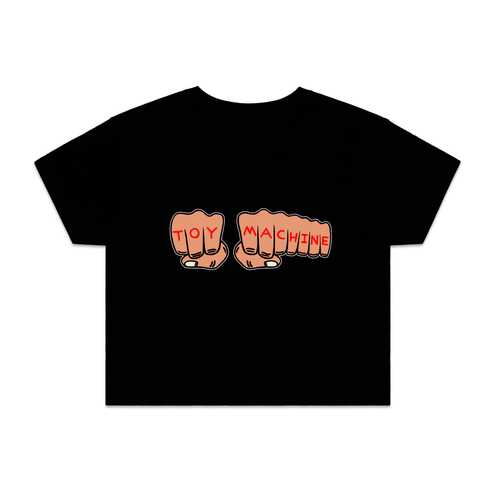Toy Machine Women's Crop Tee Fists Black