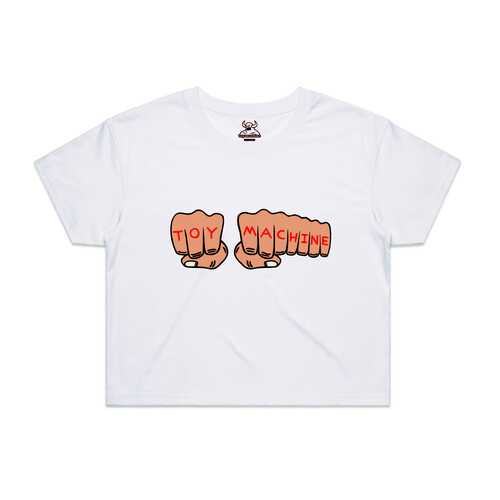 Toy Machine Women's Crop Tee Fists White