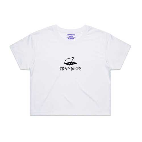 Trap Door Women's Crop Tee Logo White