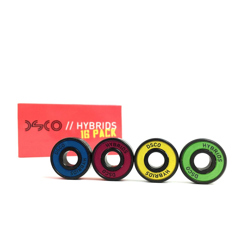 DSCO Bearings Hybrids 16 Pack with Pink/Yellow/Green/Cyan Shields