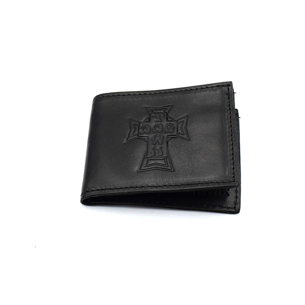 Dogtown Leather Billfold Wallet Vintage Cross Logo Black