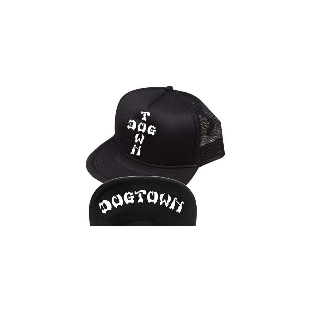 Dogtown Hat Cross Letter Flip Mesh Black