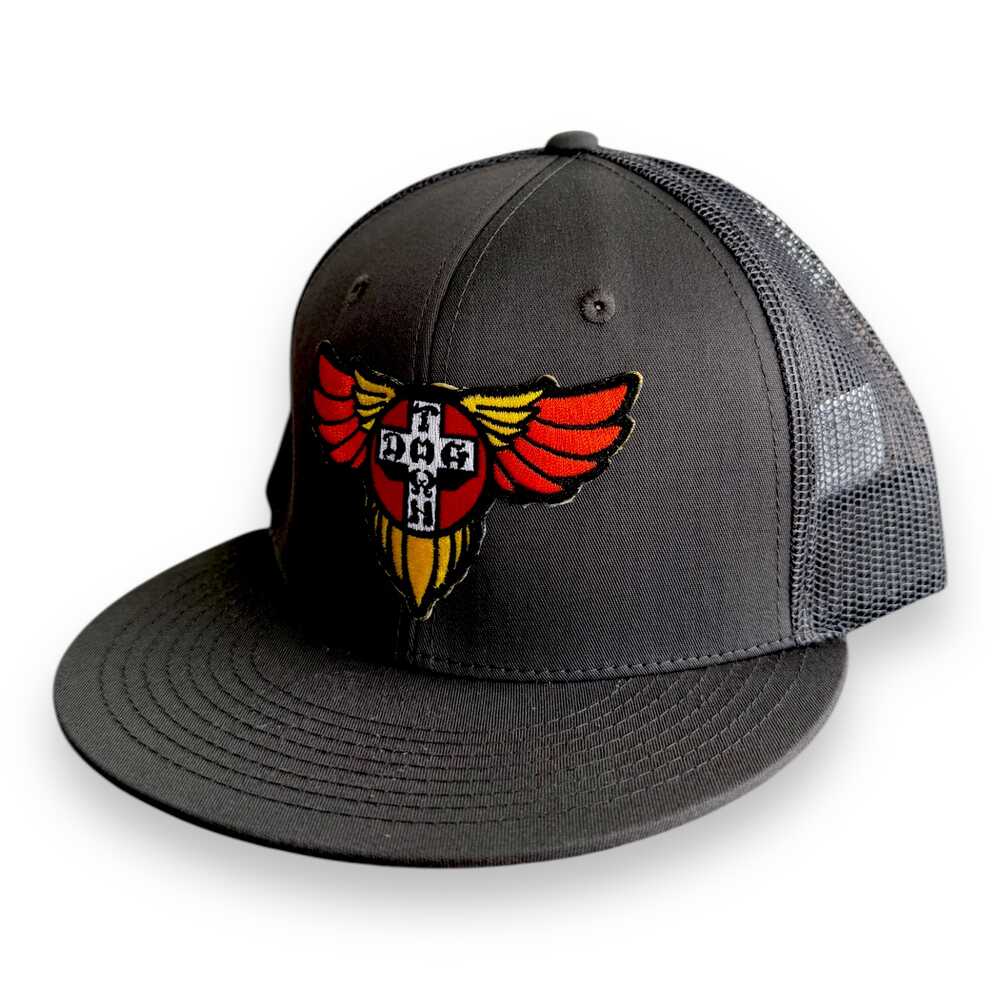 Dogtown Hat Wings Patch OG 70s Mesh Snapback Charcoal