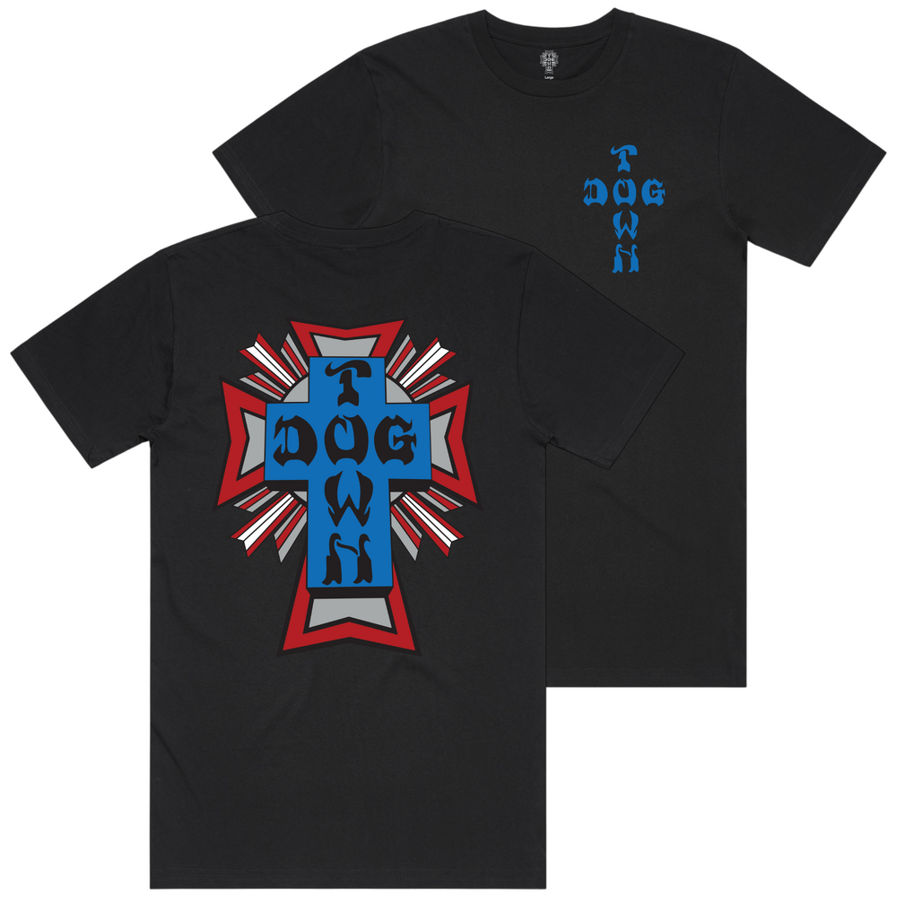 Dogtown Tee Blue/Grey/Red Logo (S) Black