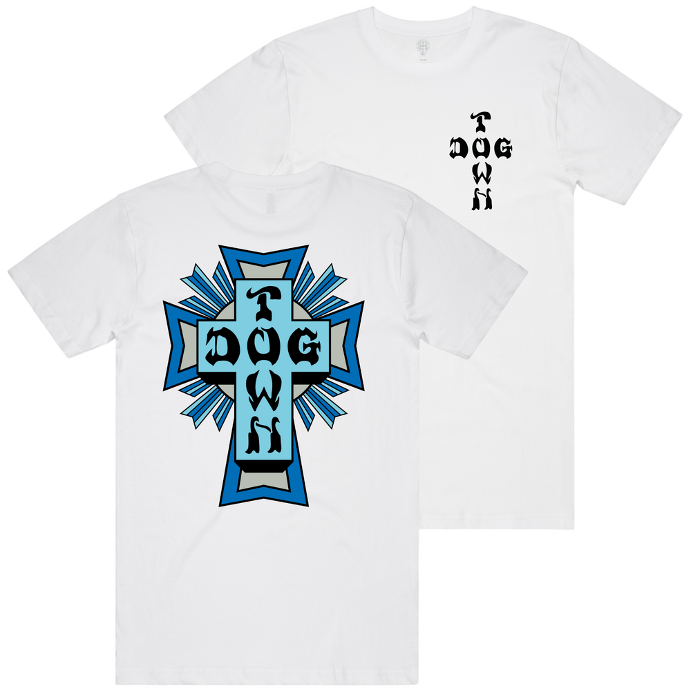Dogtown Tee Blue/Grey Logo (S) White