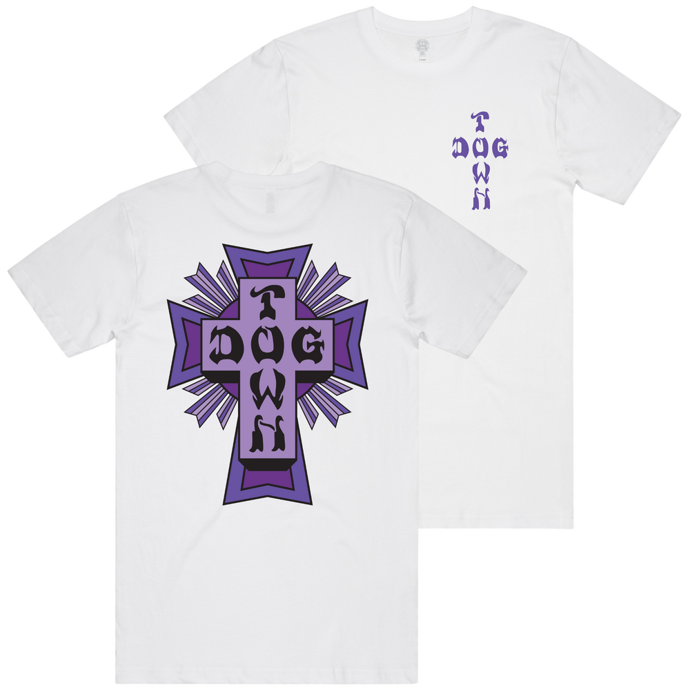 Dogtown Tee Purple Logo (S) White