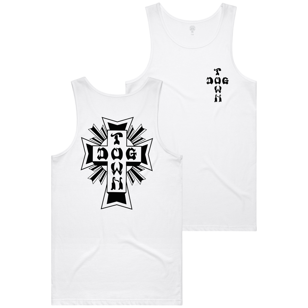 Dogtown Tank/Singlet (S) Black Mono Logo White