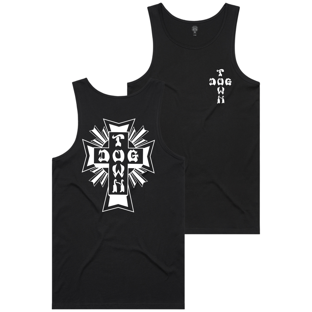 Dogtown Tank/Singlet (S) White Mono Logo Black