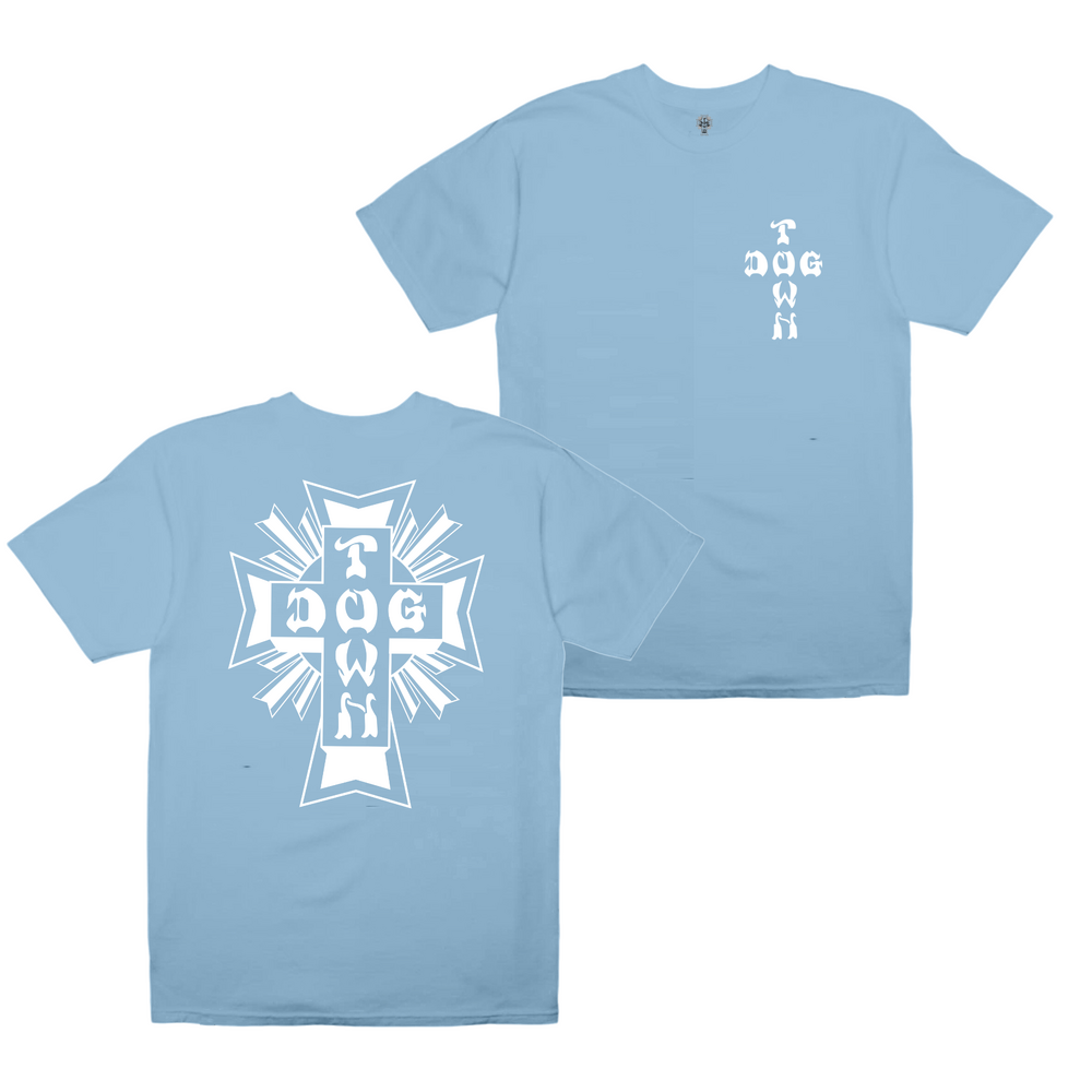 Dogtown Tee (Kids 2) Mono Cross Logo Light Blue