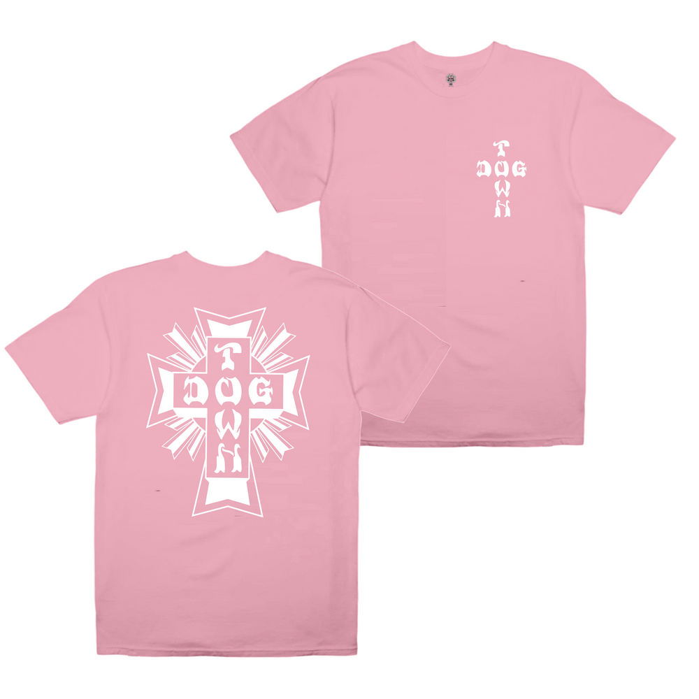 Dogtown Tee (Kids 2) Mono Cross Logo Light Pink