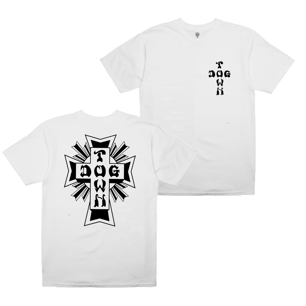 Dogtown Tee (Kids 2) Mono Cross Logo White
