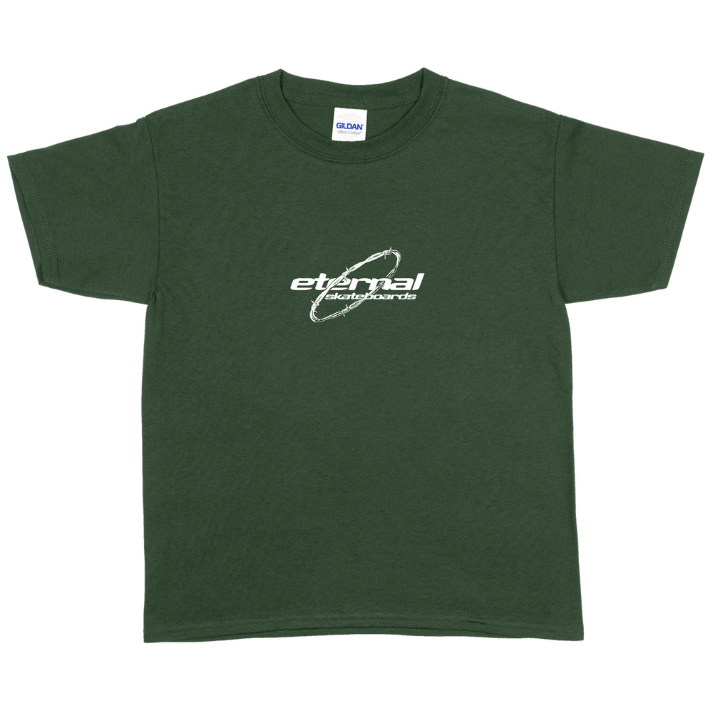 Eternal Youth Tee (S) Barbed Wire Forest Green