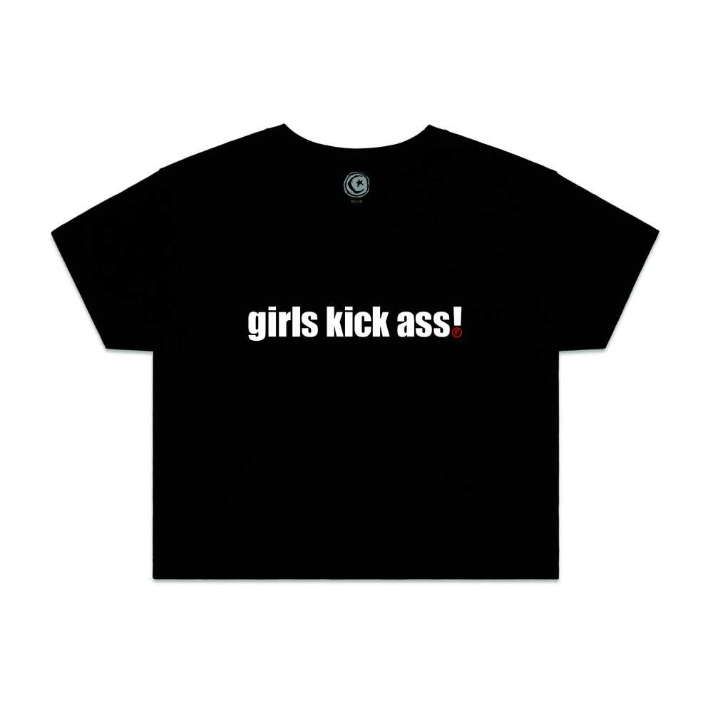 Foundation Women's Crop Tee Girls Kick Ass (XS) Black