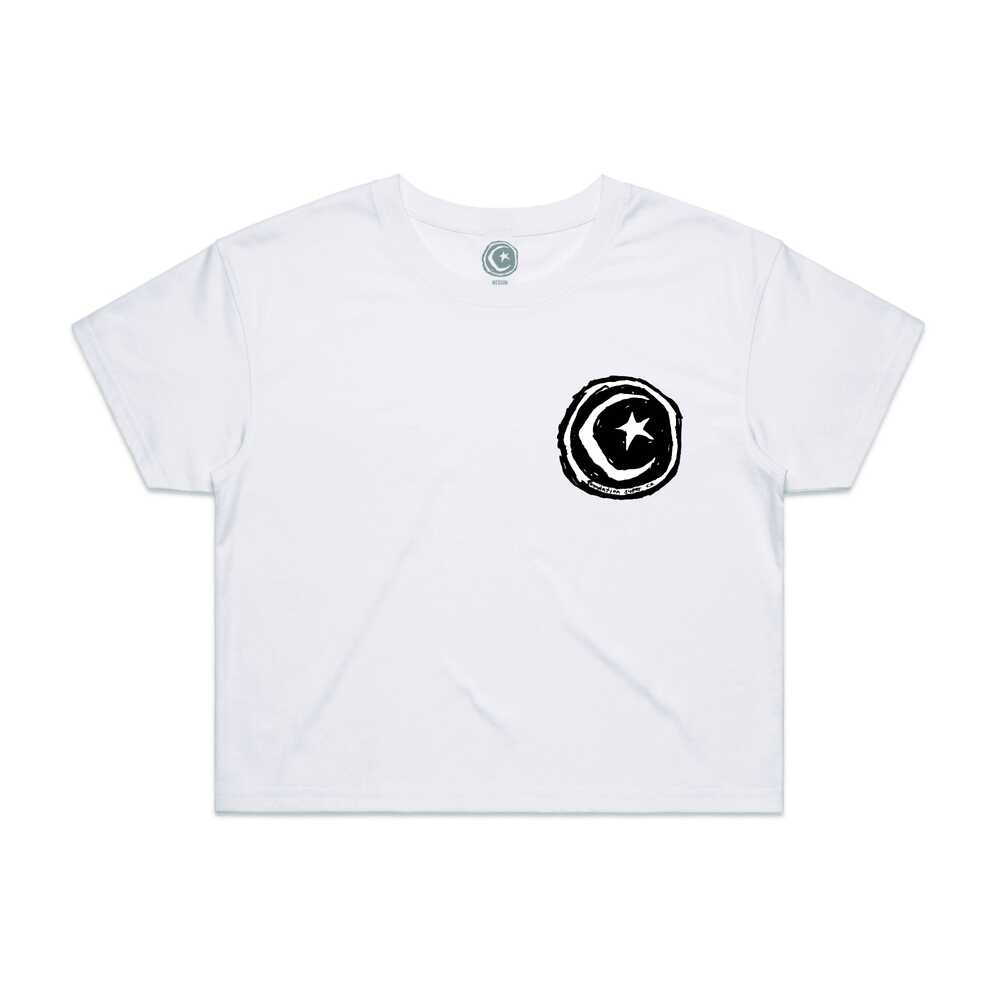 Foundation Women's Crop Tee Star & Moon (XS) White
