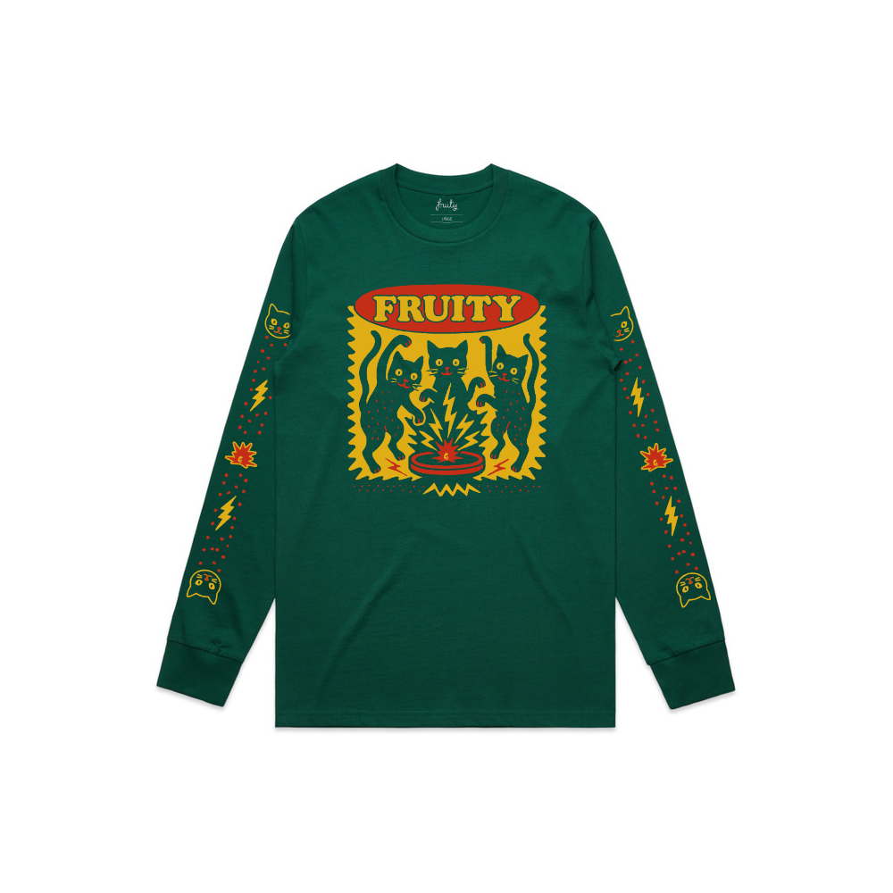 Fruity LS Tee Zap Cats (M) Jade