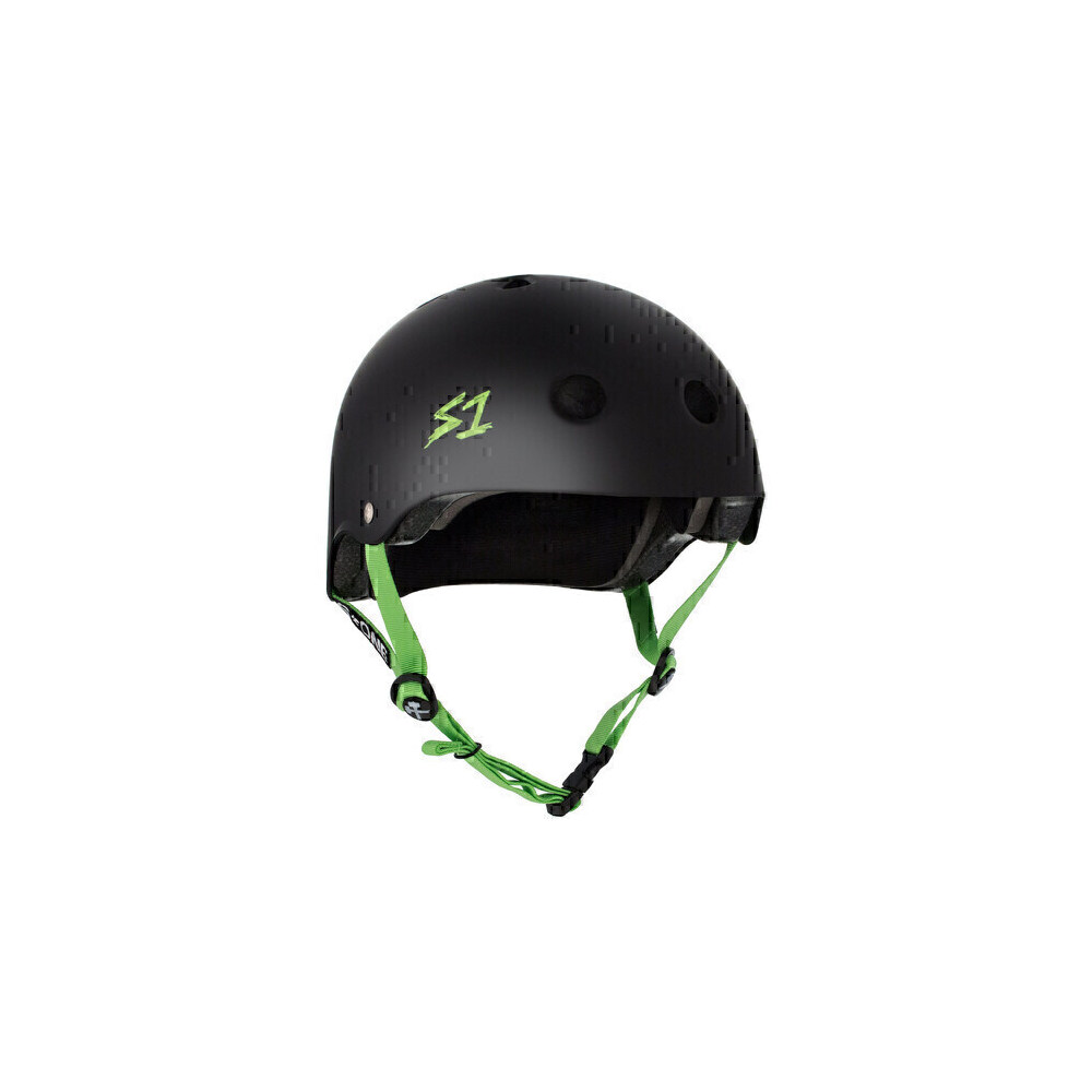S-One Helmet Lifer (M) Black Matte/Green Straps 