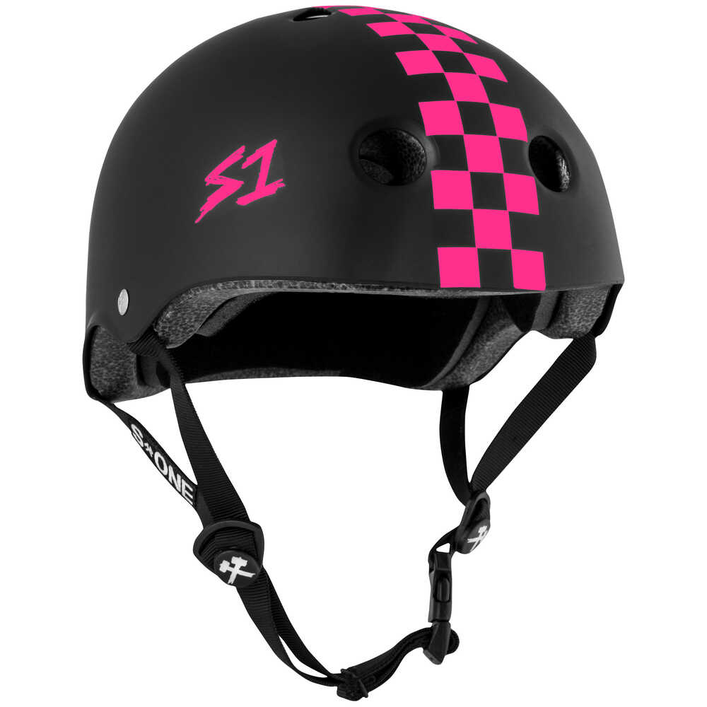 S-One Helmet Lifer (XS) Black Matte/Pink Checkers